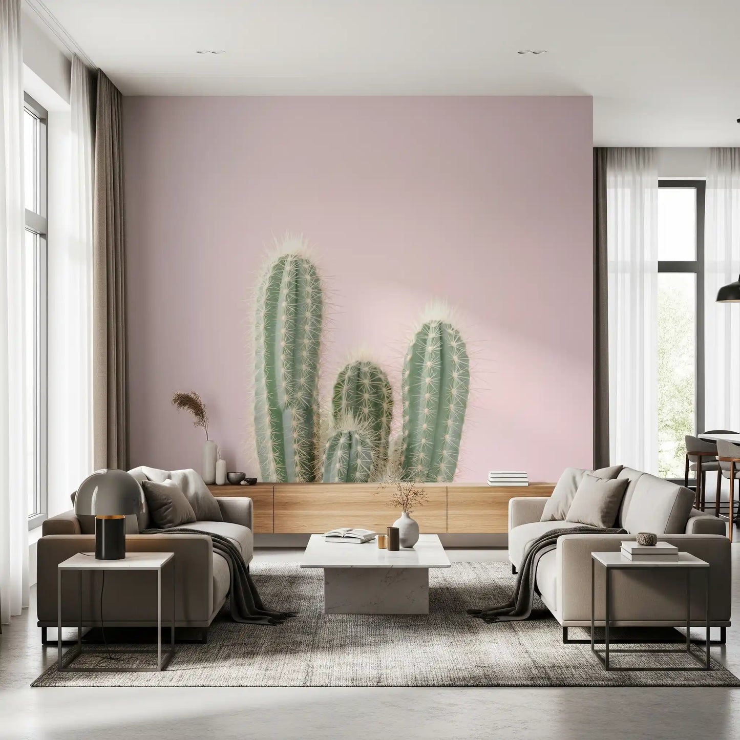 Blush canyon wall mural featuring dramatic rock formations