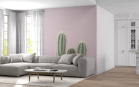Nature wall mural with desert cliffs and soft pink hues