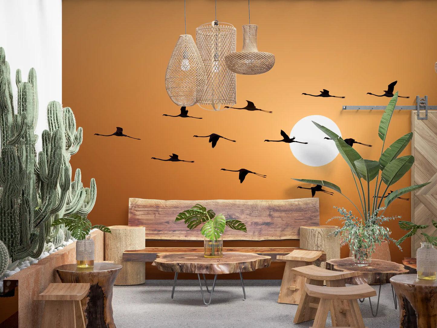 Nature wall mural with soaring birds and open horizon view