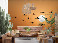 Nature wall mural with soaring birds and open horizon view