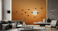 Scenic sky wall mural featuring graceful birds and soft colours