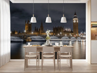 Architectural wall mural featuring London's evening skyline