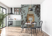London cityscape wall mural with evening skyline reflections