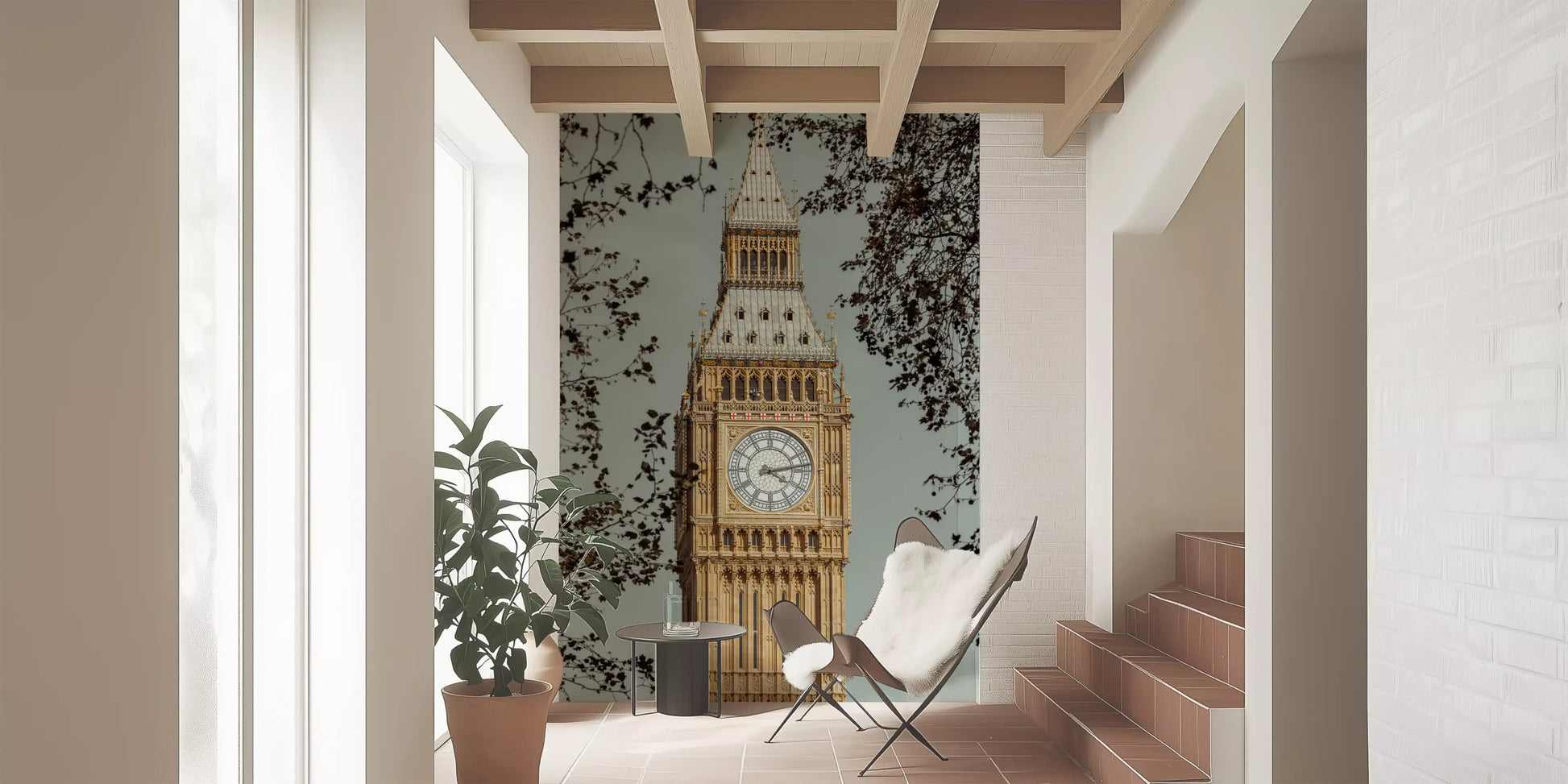 Architectural wall mural featuring London's evening skyline