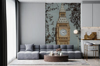 Urban landscape wall mural with bright London city lights