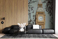 Urban wall mural showcasing illuminated London skyline views