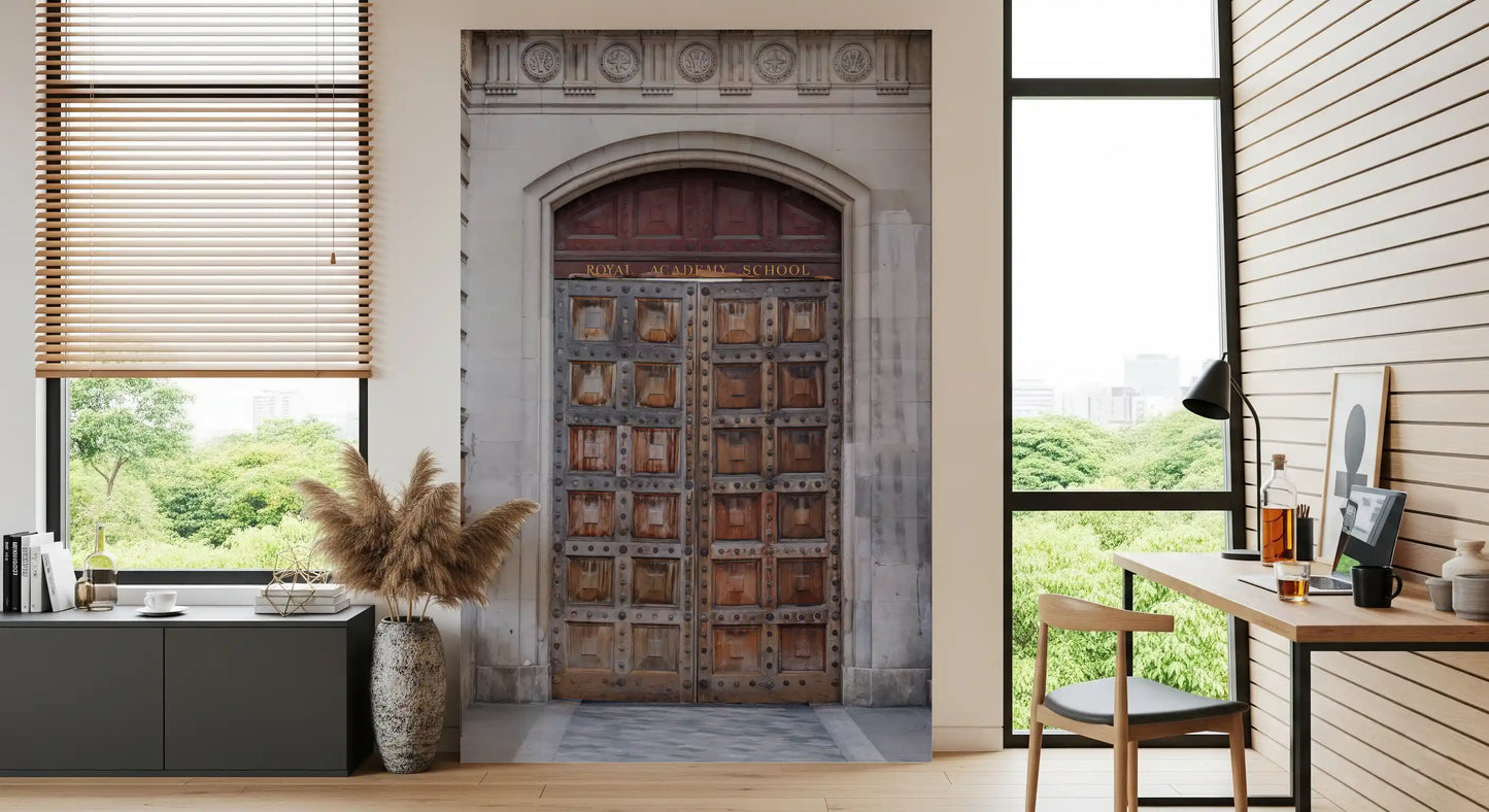Historic architectural wall mural featuring a grand portal scene