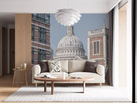Urban architectural wall mural inspired by Londons landmark dome