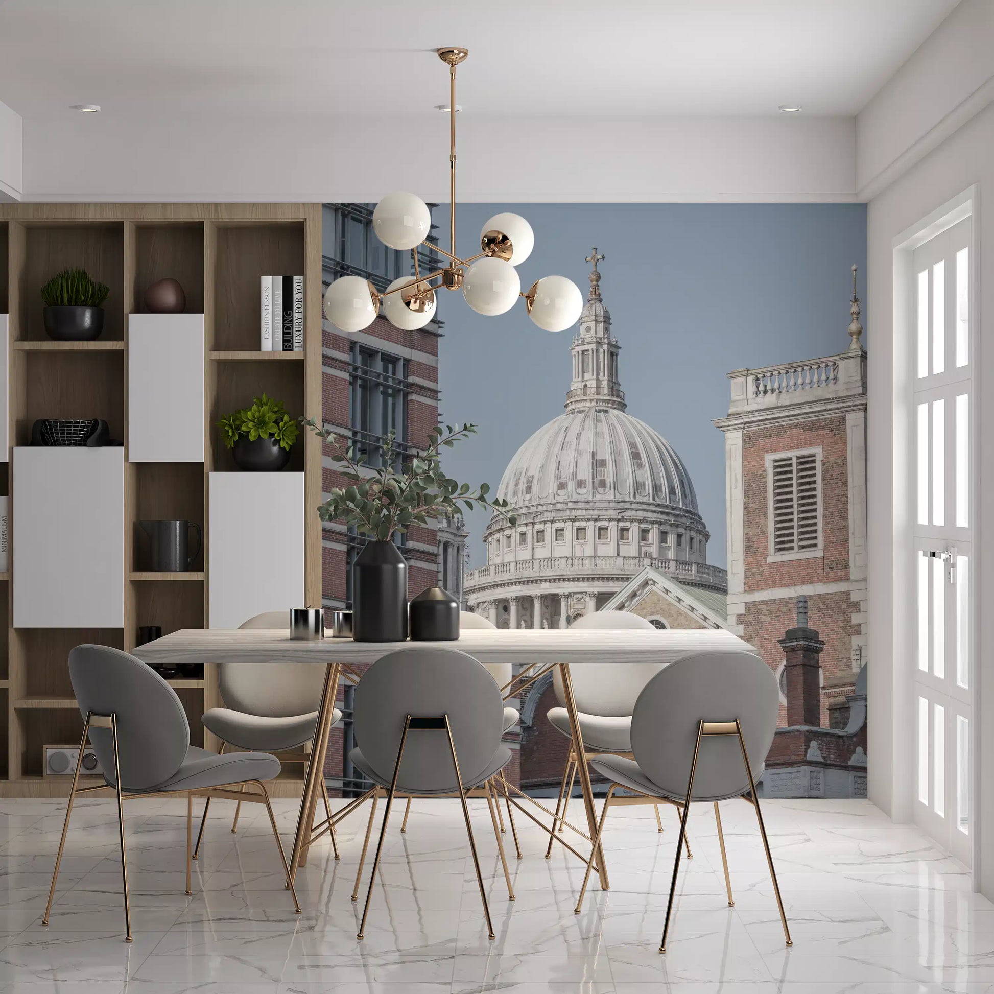 Architectural wall mural featuring Londons iconic domed landmark