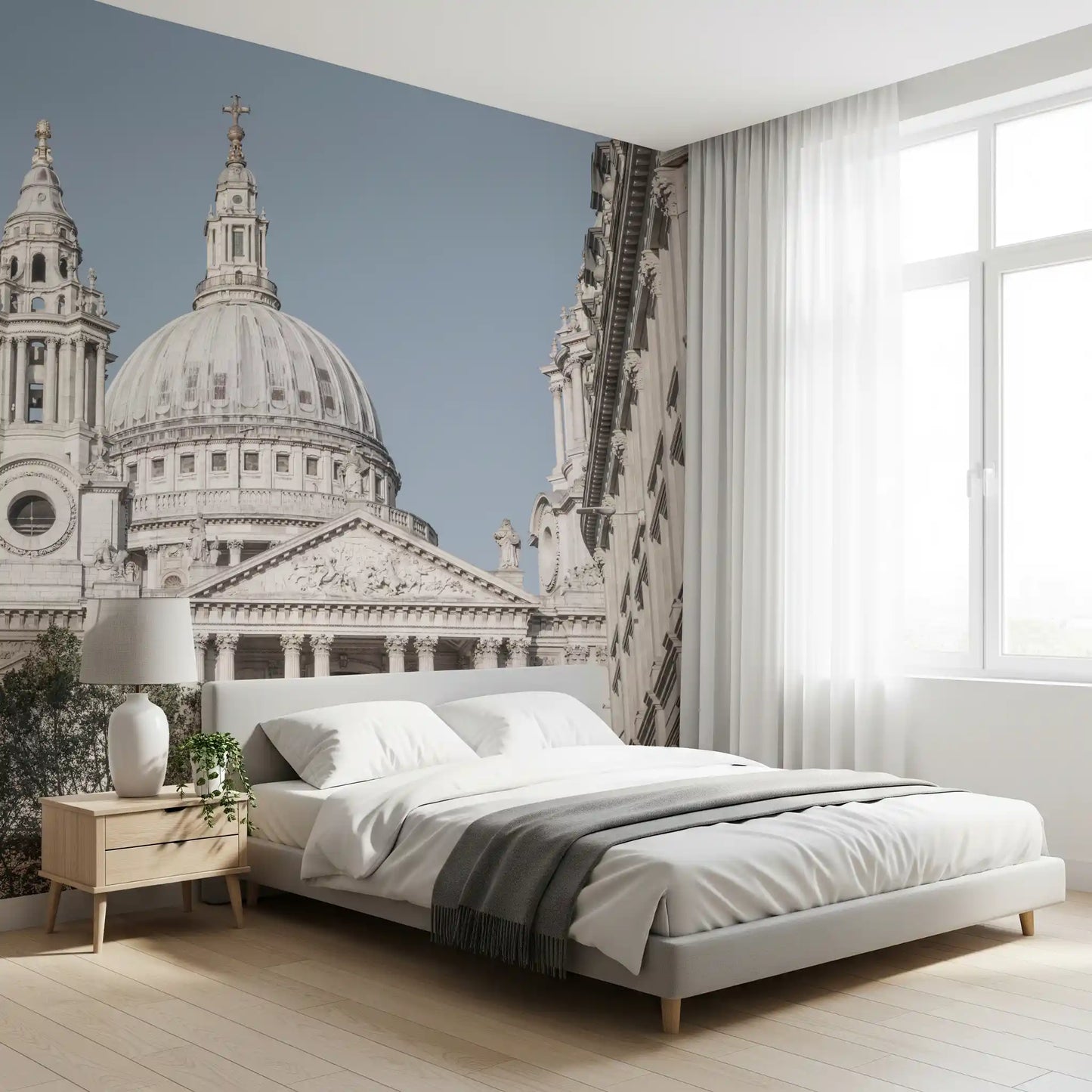 London landmark wall mural featuring grand cathedral details