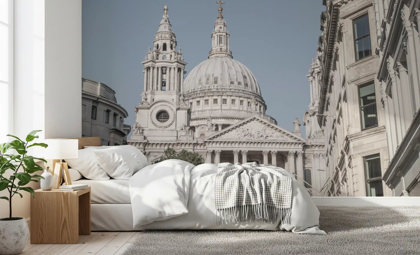 European cityscape wall mural with iconic St Pauls Cathedral