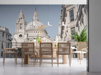 Historic London architecture wall mural featuring St Pauls Dome