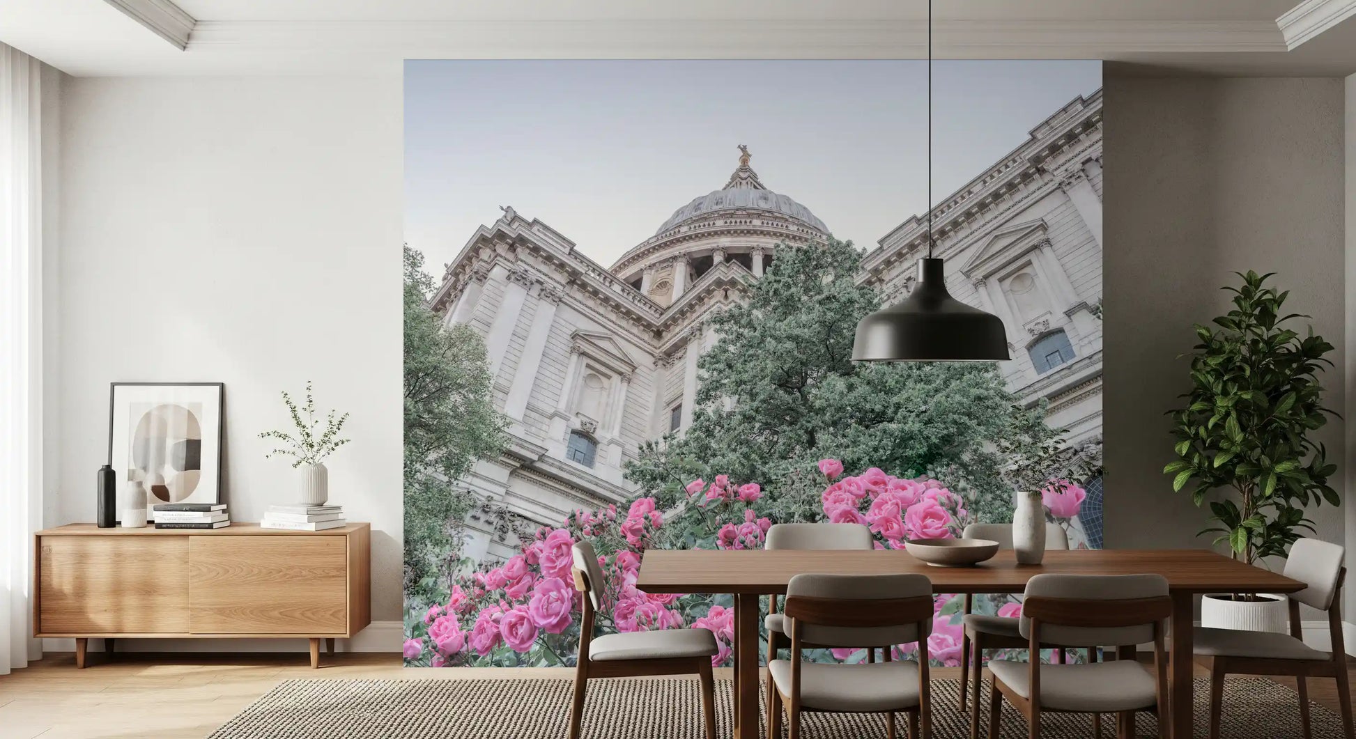 St Pauls garden vista wall mural with colourful blooming roses