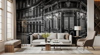 London evening wall mural with detailed historic architecture