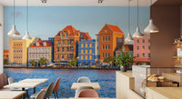 Colorful Willemstad harbor wall mural with waterfront buildings