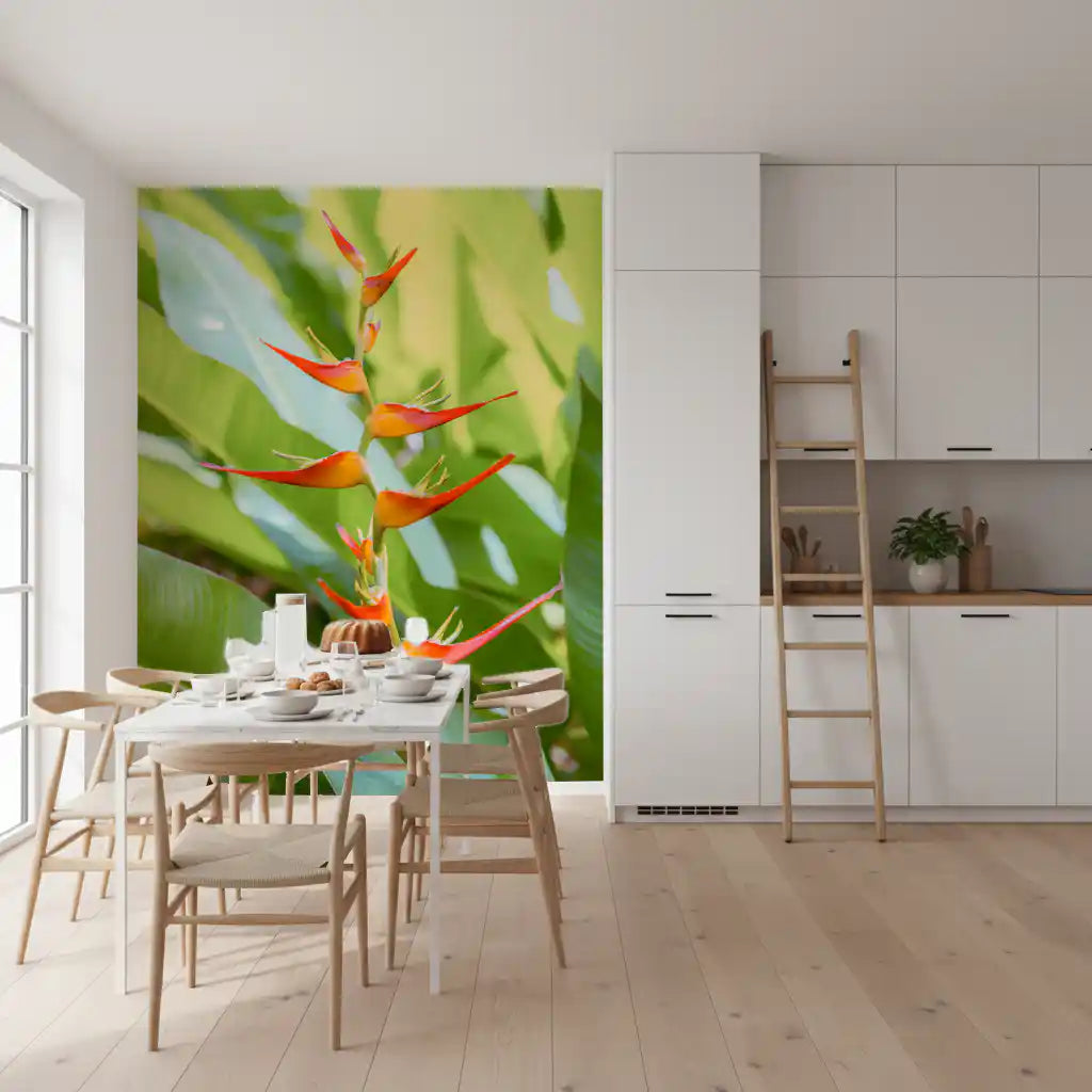 Heliconia's Fiery Bloom Wall Mural
