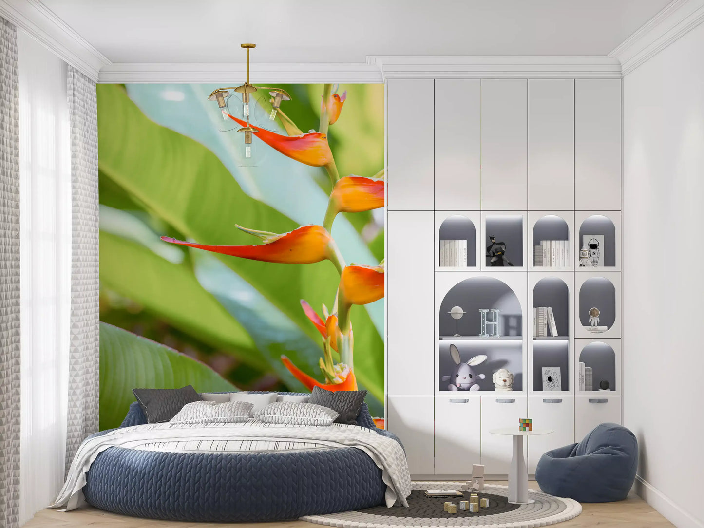 Heliconia's Fiery Bloom Wall Mural