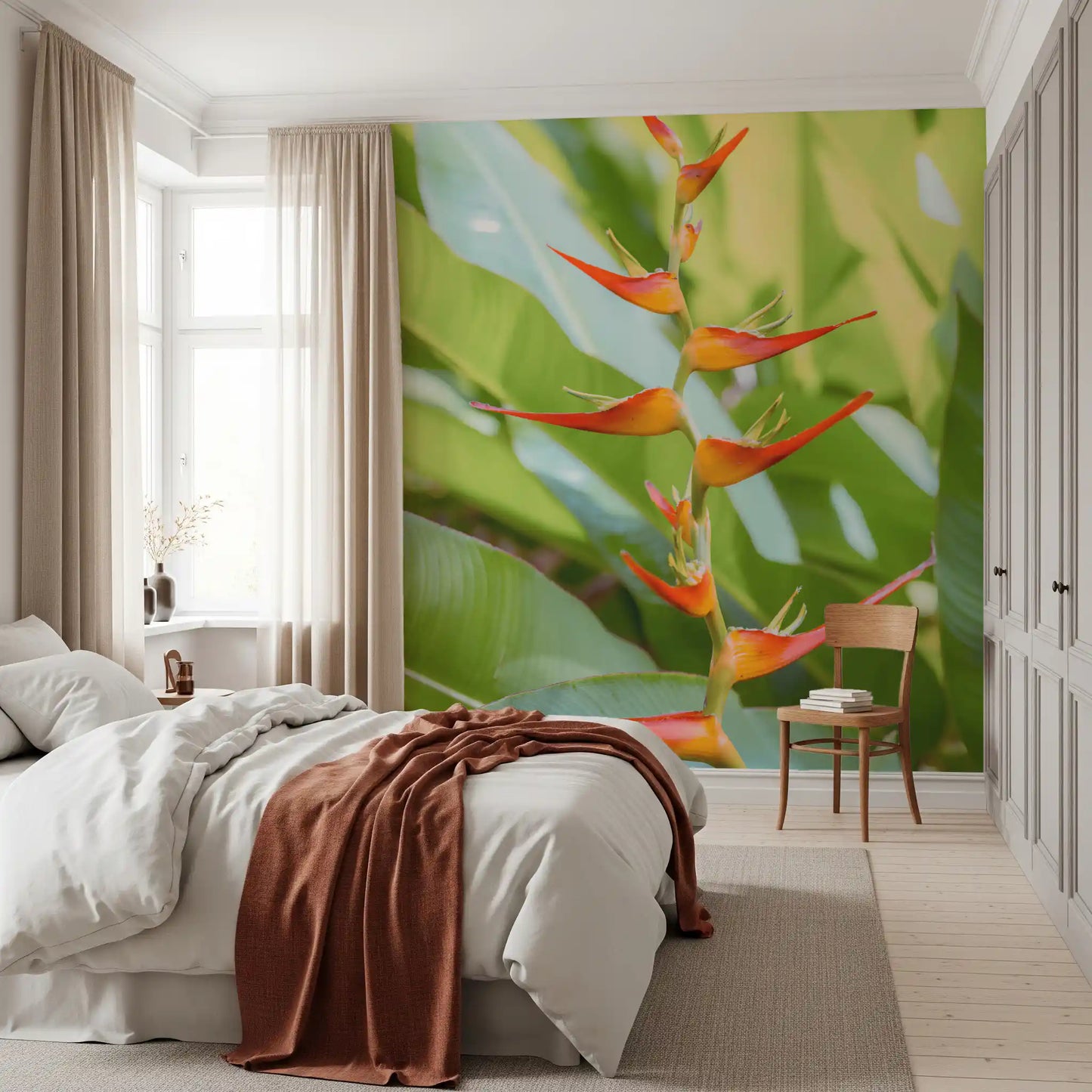 Heliconia's Fiery Bloom Wall Mural
