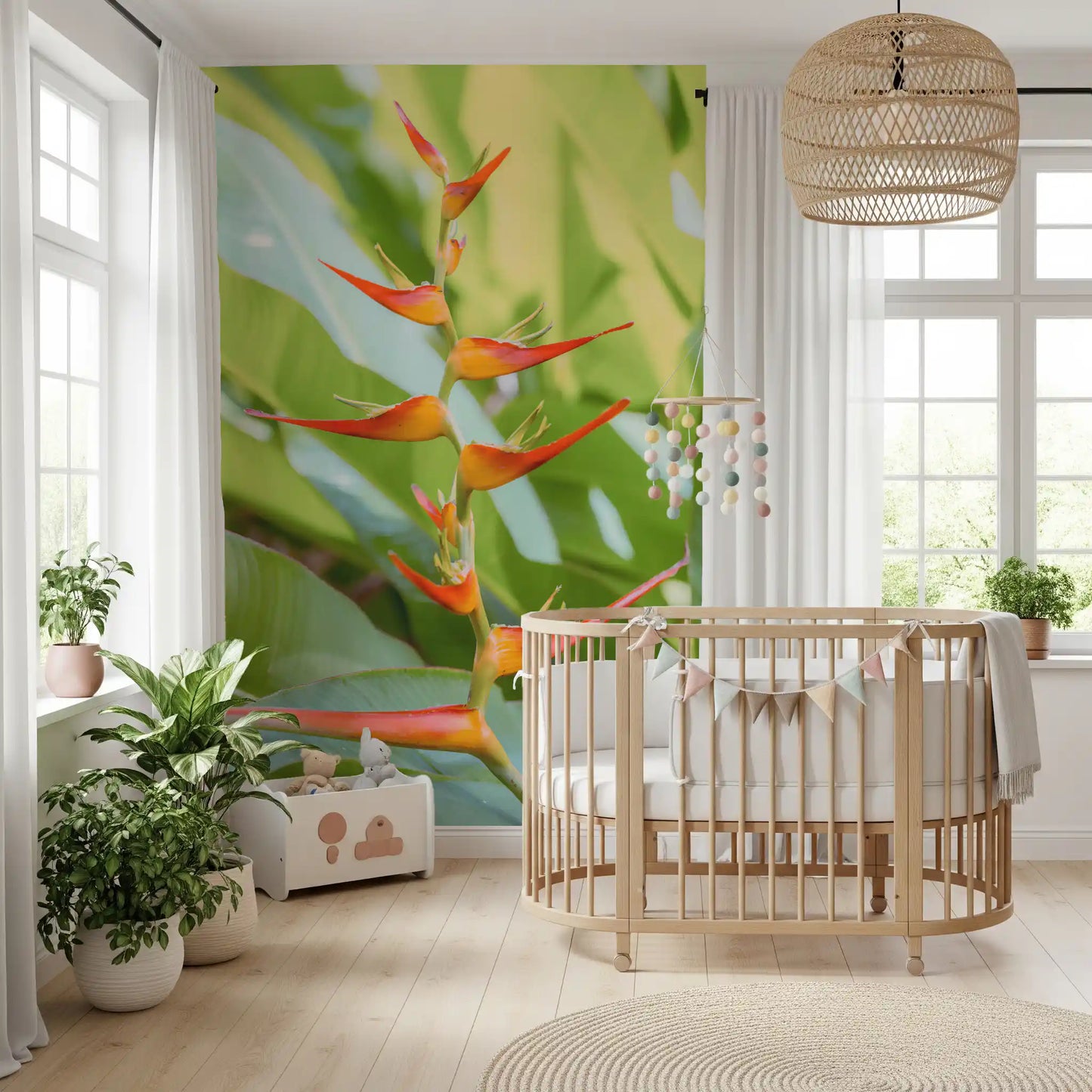 Heliconia's Fiery Bloom Wall Mural