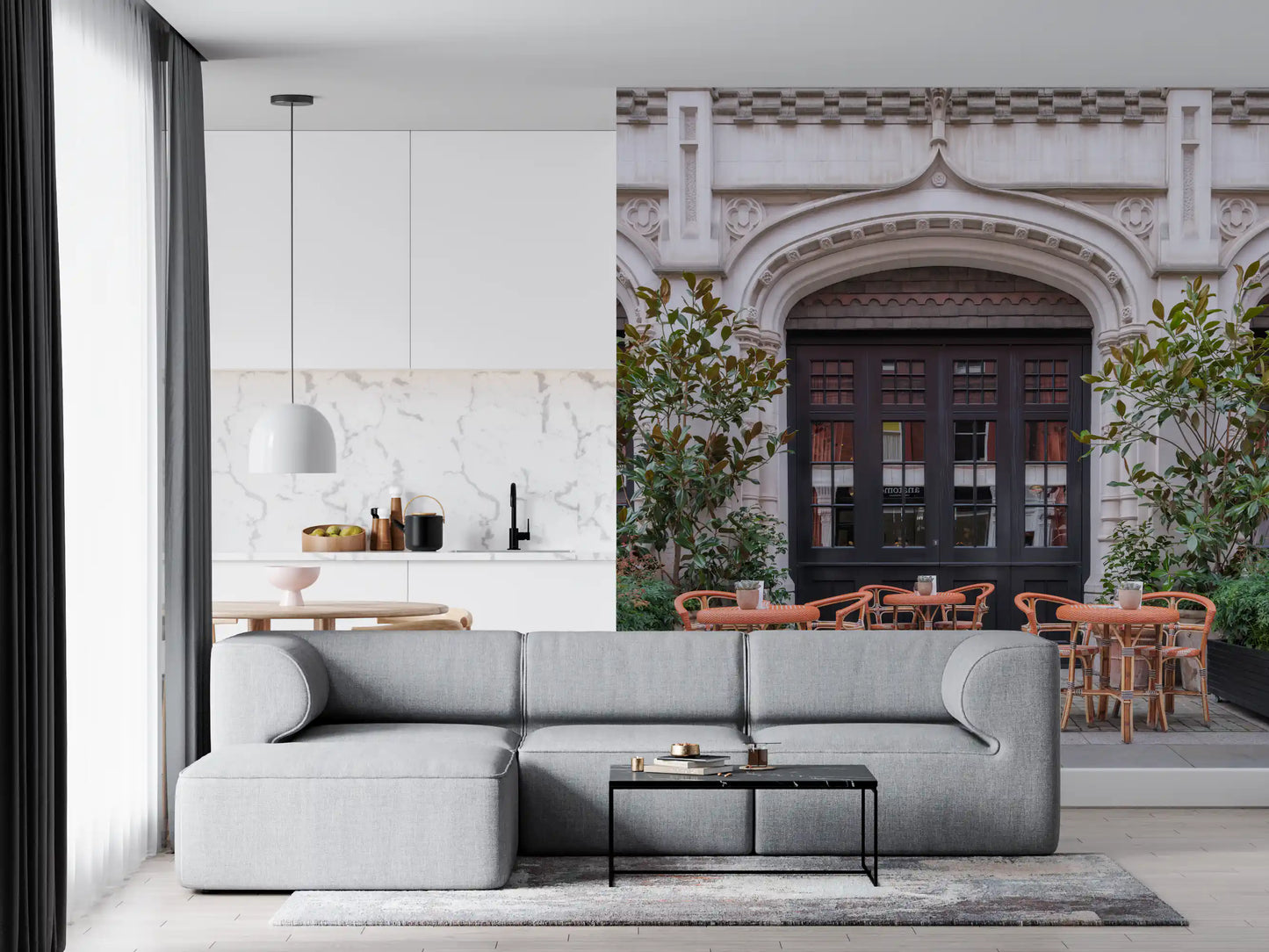 Charming Street Cafe Vista Wall Mural