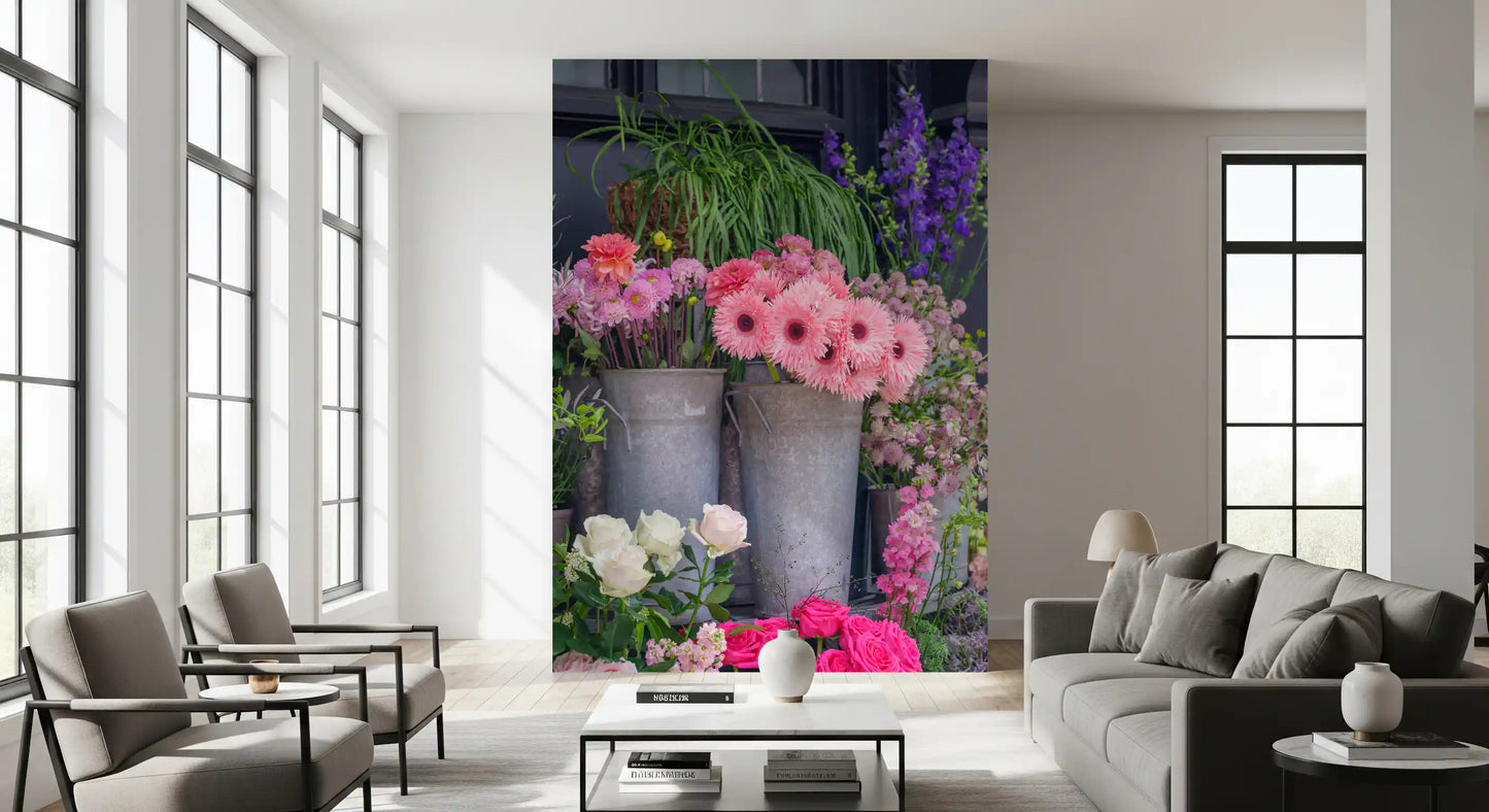 Vibrant Flower Market Display Wall Mural