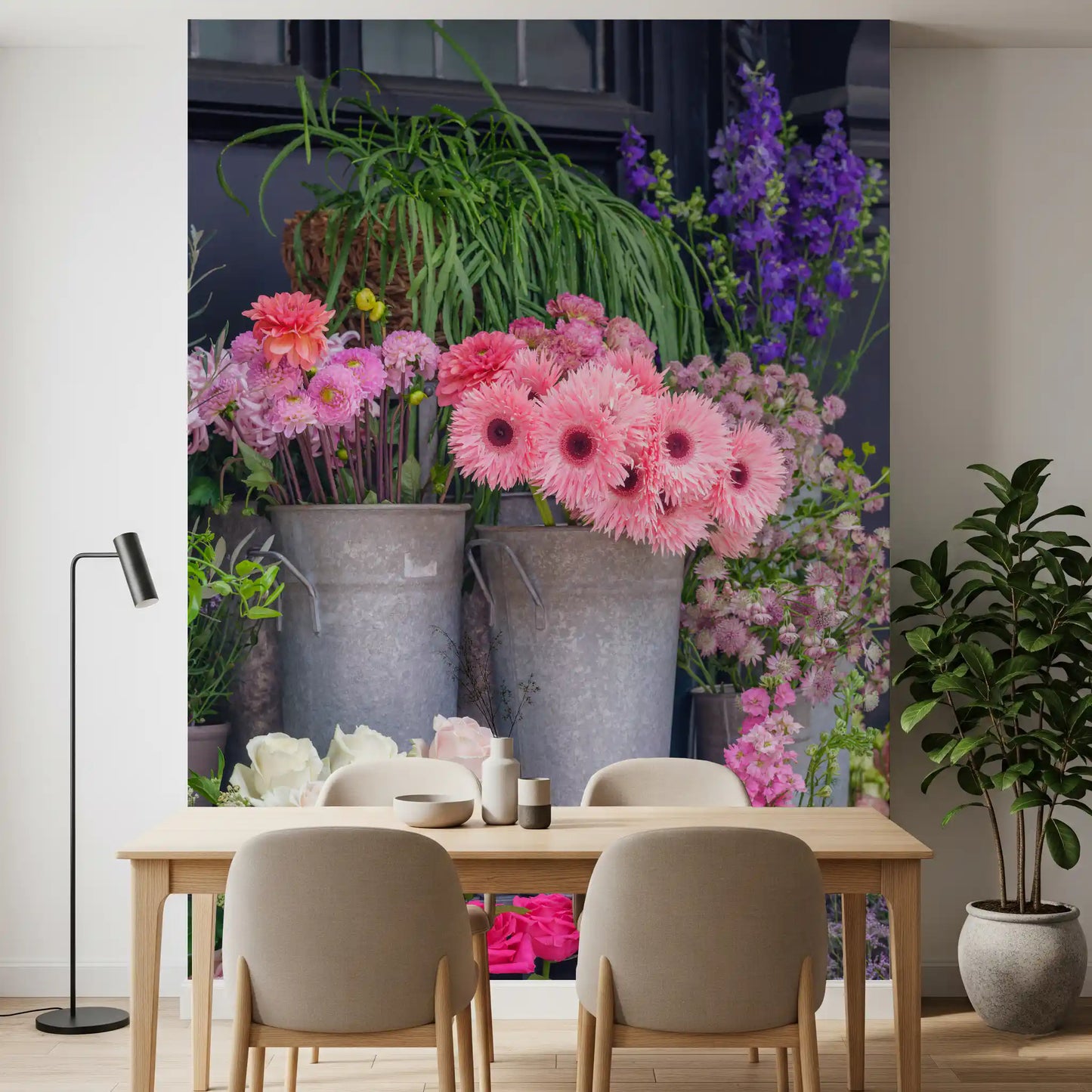 Vibrant Flower Market Display Wall Mural