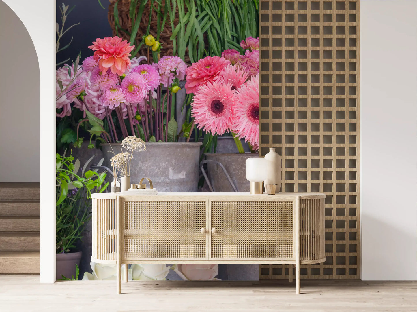 Vibrant Flower Market Display Wall Mural