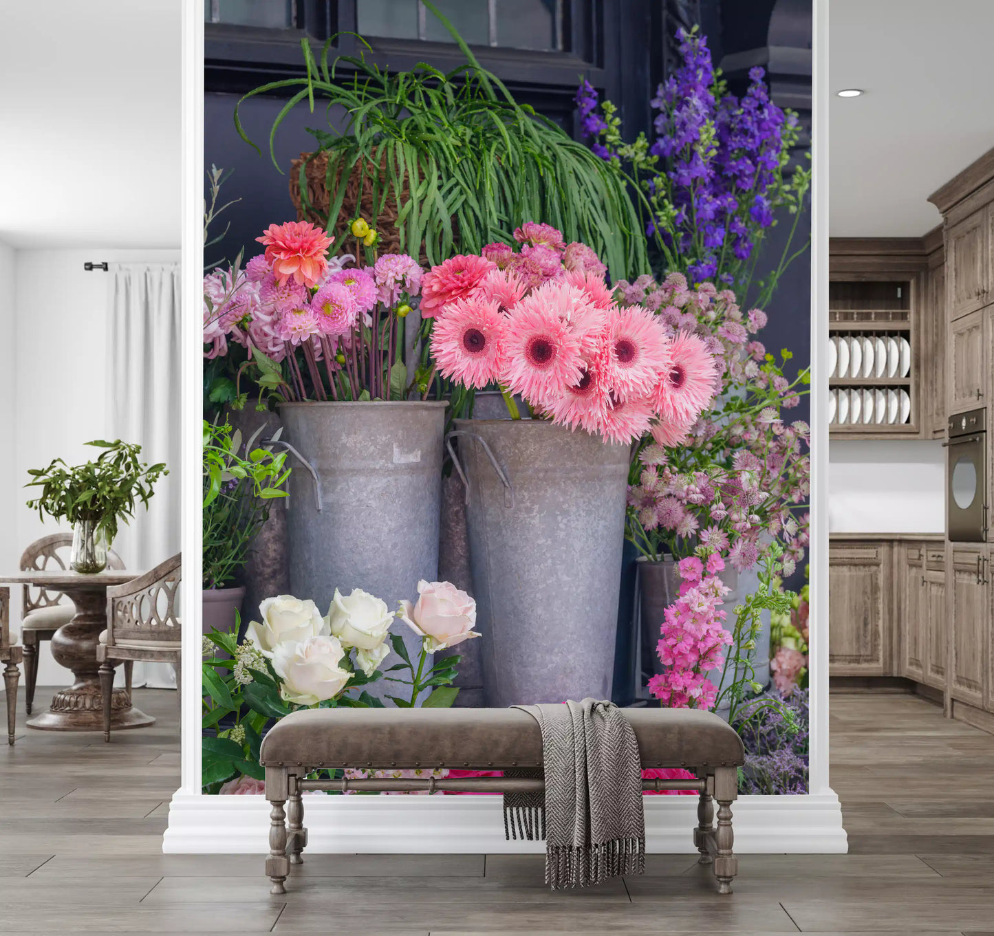 Vibrant Flower Market Display Wall Mural