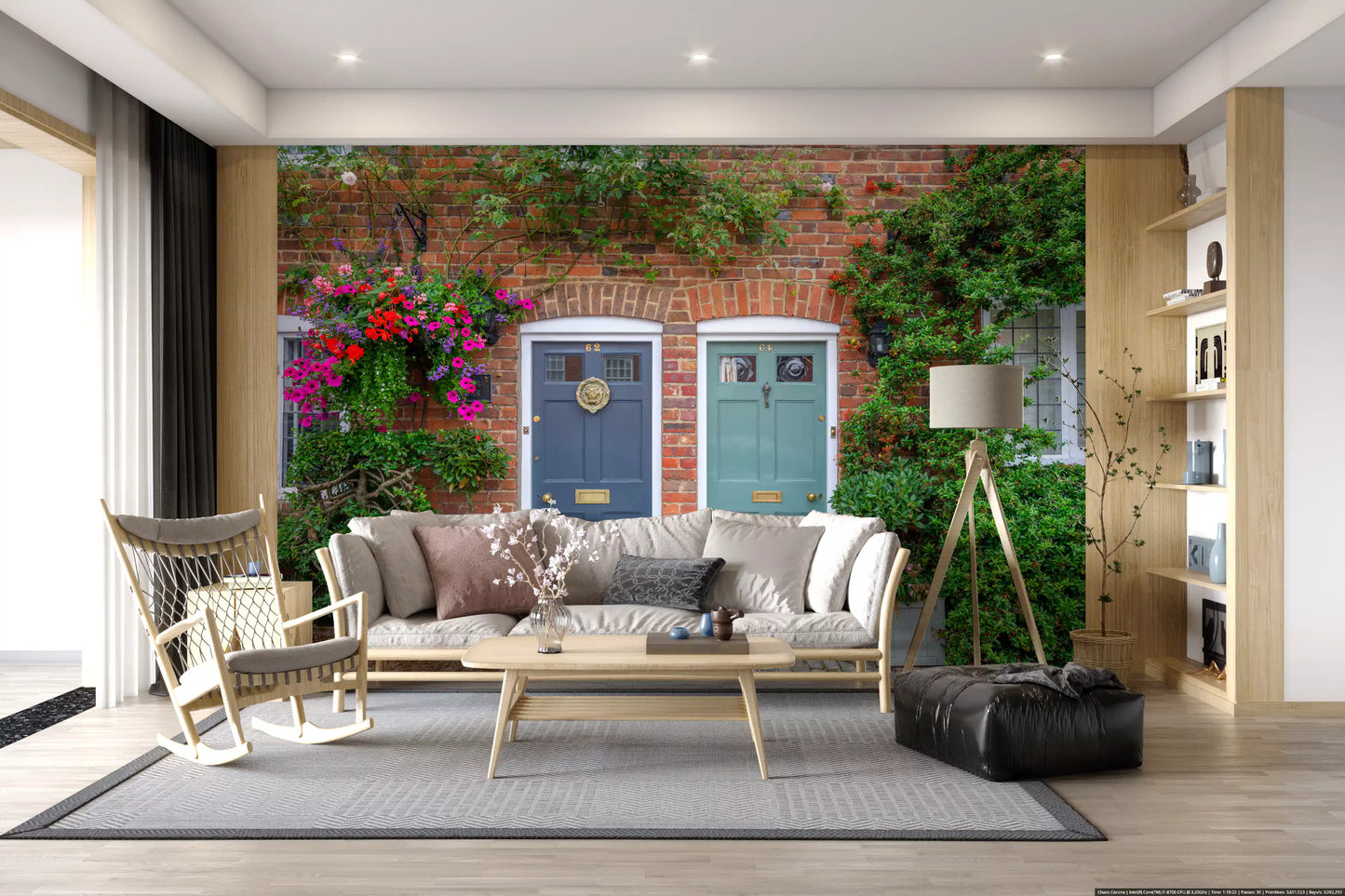 Brick & Bloom Doorways Wall Mural