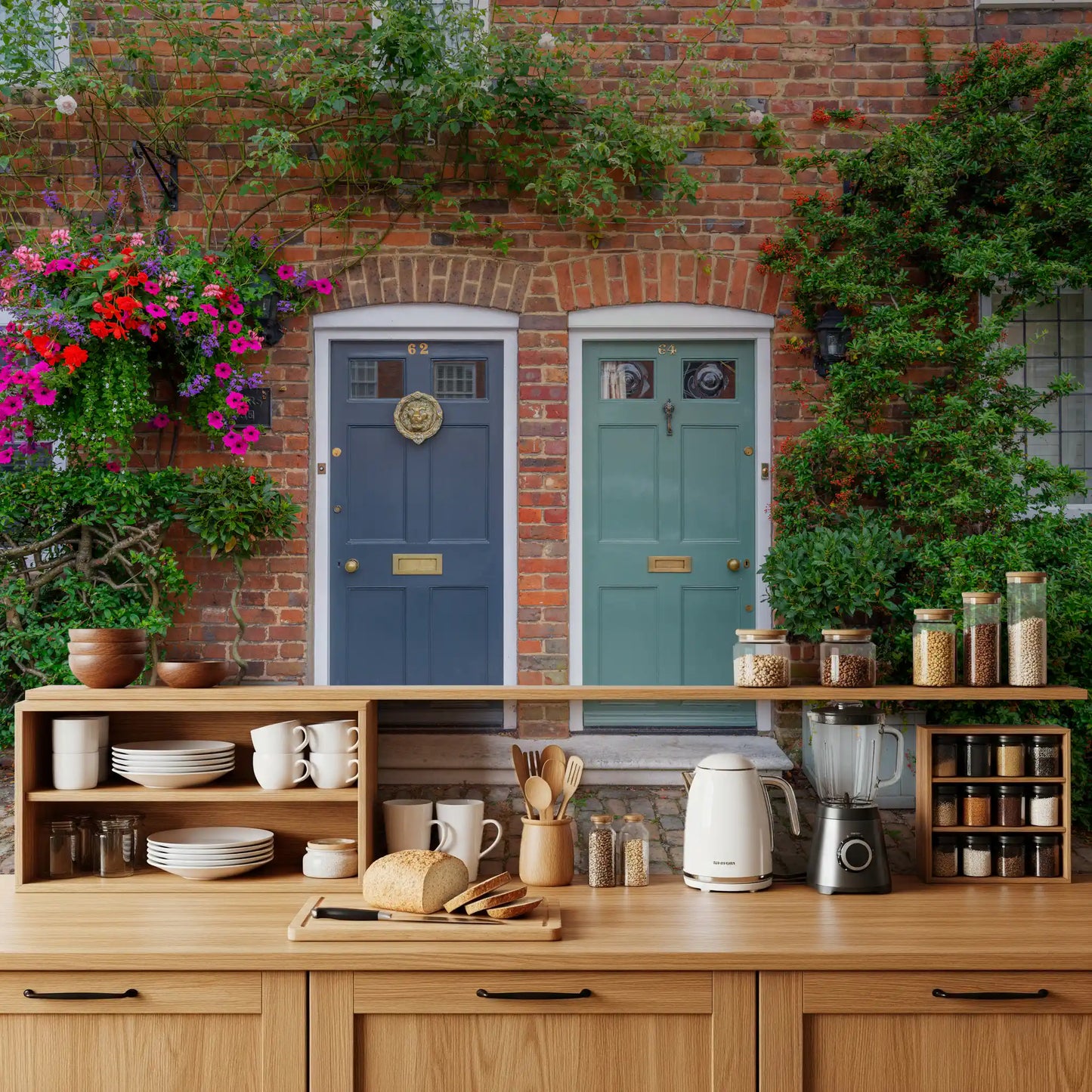 Brick & Bloom Doorways Wall Mural