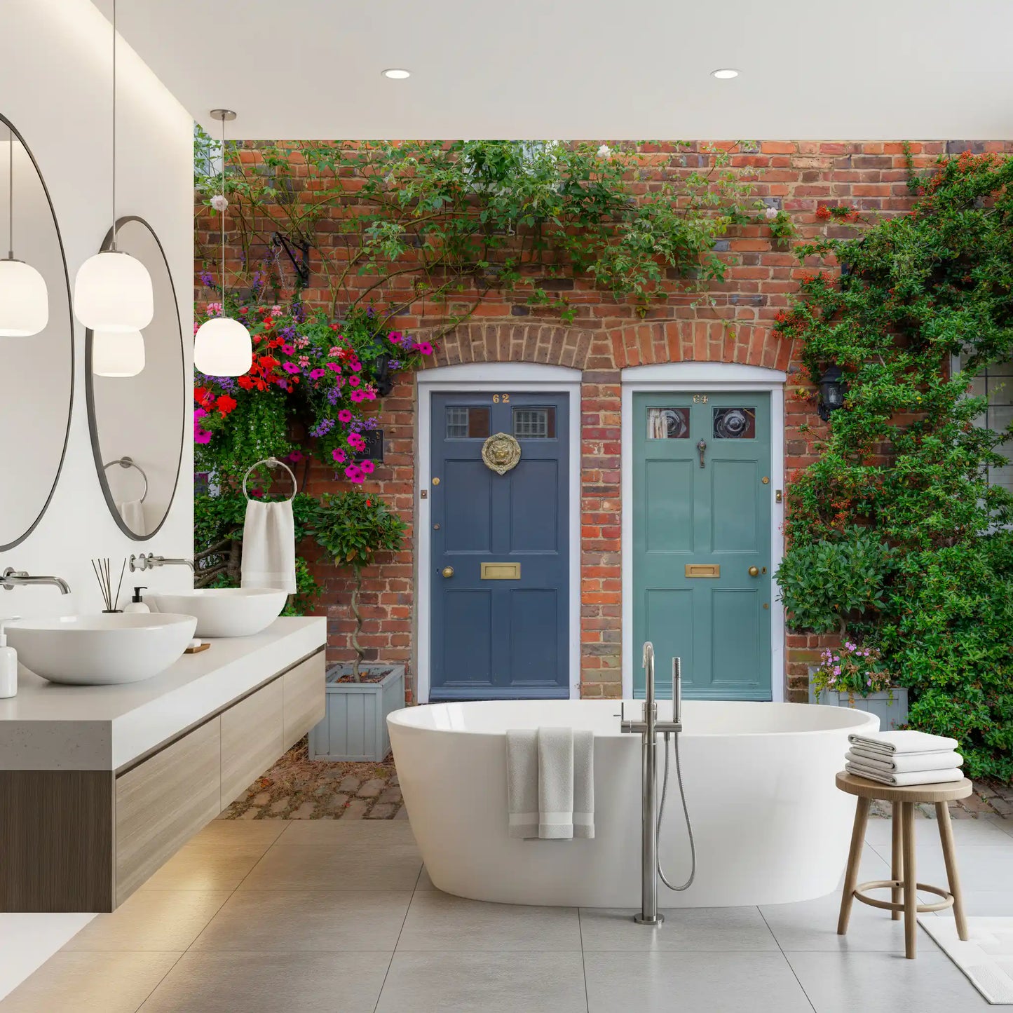 Brick & Bloom Doorways Wall Mural