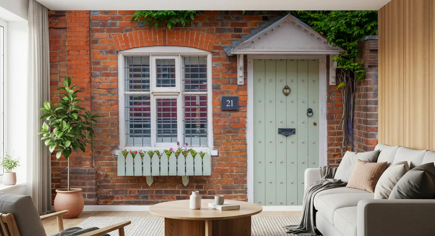 English Garden Cottage Facade Wall Mural