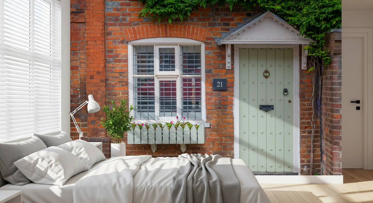 English Garden Cottage Facade Wall Mural