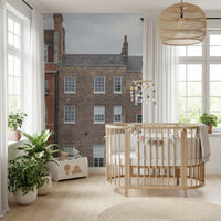 London streetscape wall mural with detailed period facades