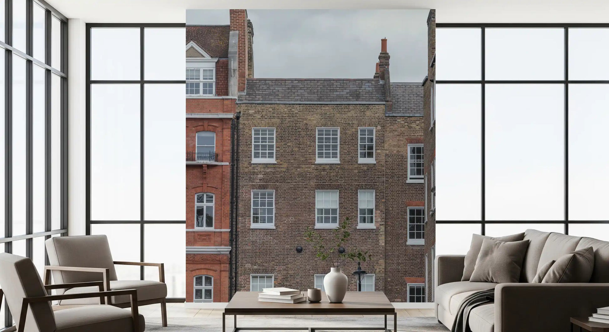 Welbeck Street wall mural featuring charming townhouse facades