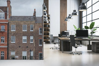 London architecture wall mural with brick and stone details