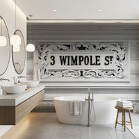 Classic architectural wall mural with elegant carved frame