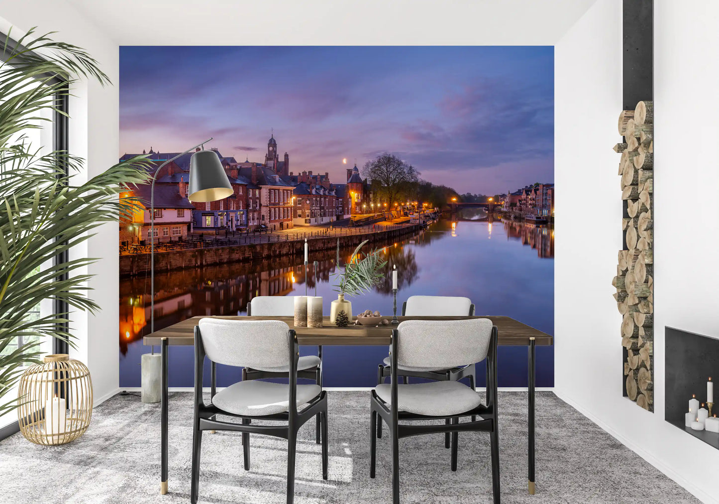 Riverside Dusk Glow Wall Mural