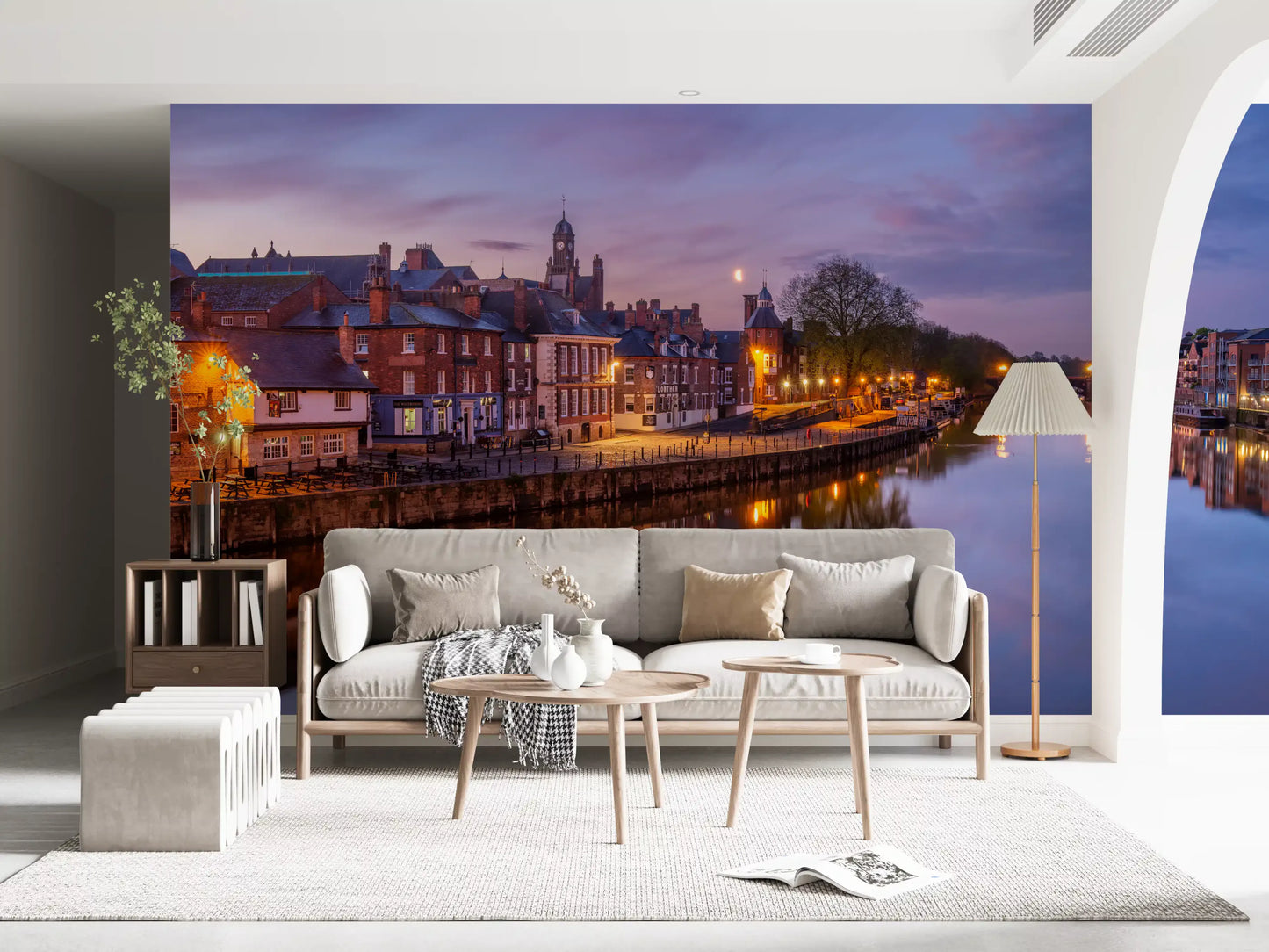 Riverside Dusk Glow Wall Mural