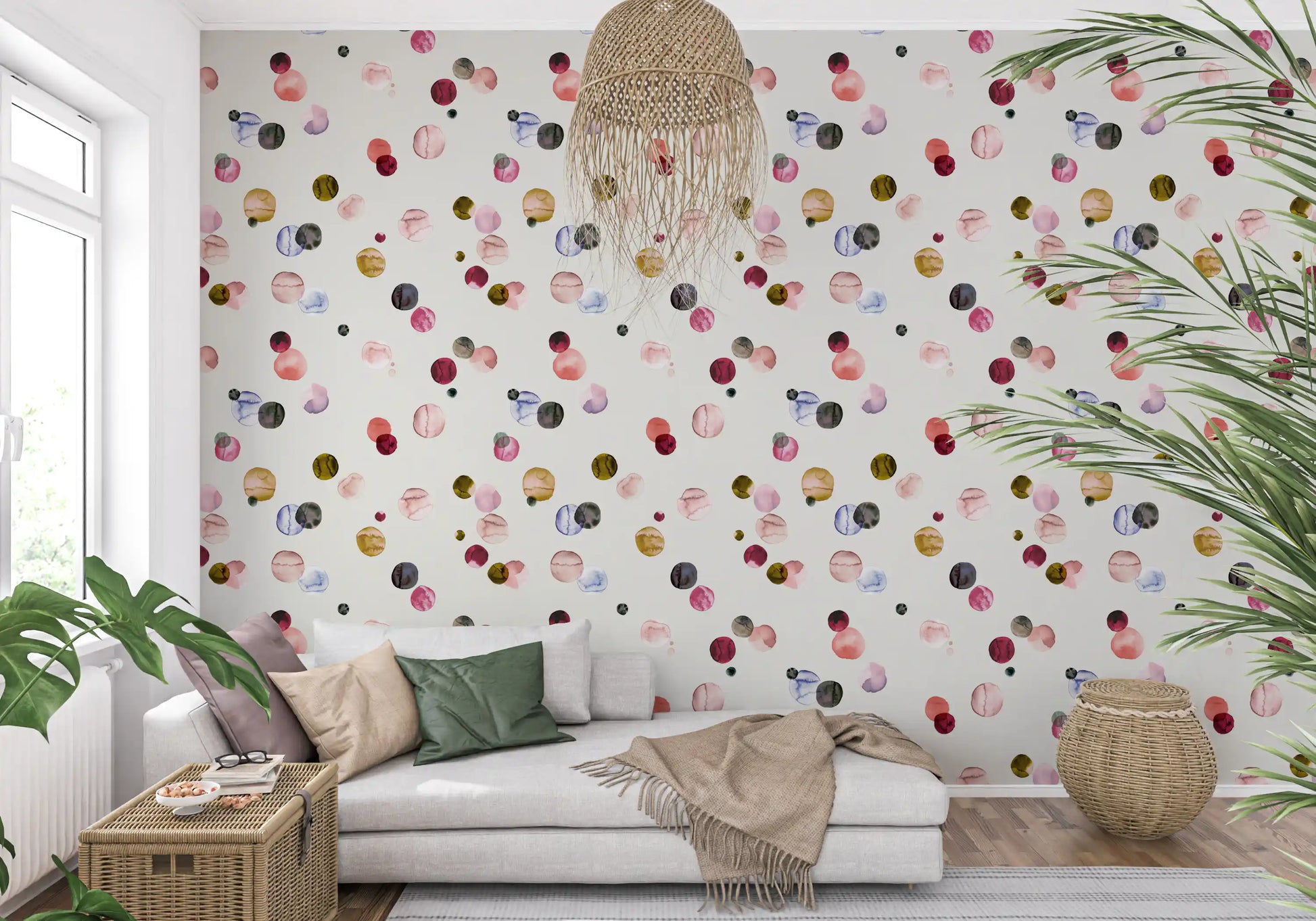 Watercolor circle wallpaper in warm neutral color palette
