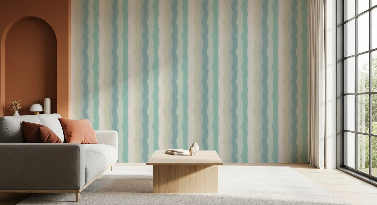 Relax Watery Painted Stripes Wallpaper⁠