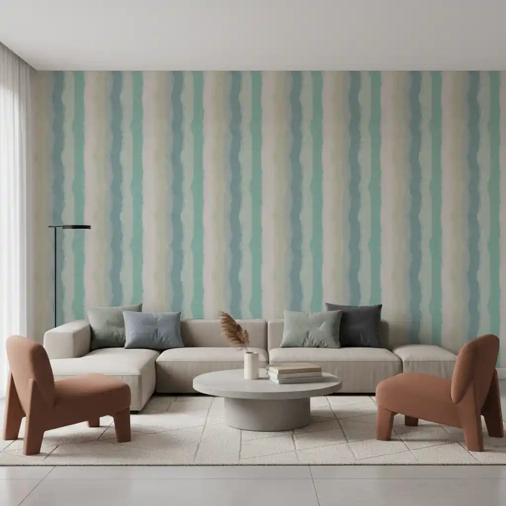 Relax Watery Painted Stripes Wallpaper⁠