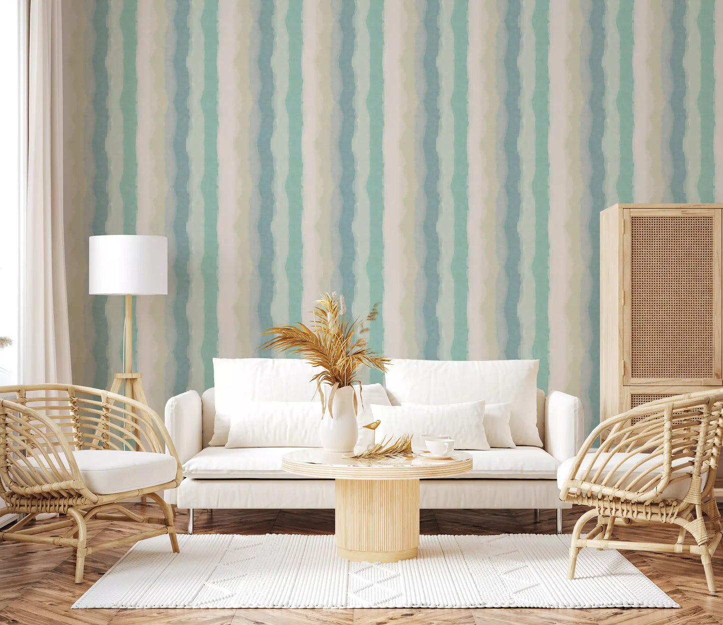 Relax Watery Painted Stripes Wallpaper⁠