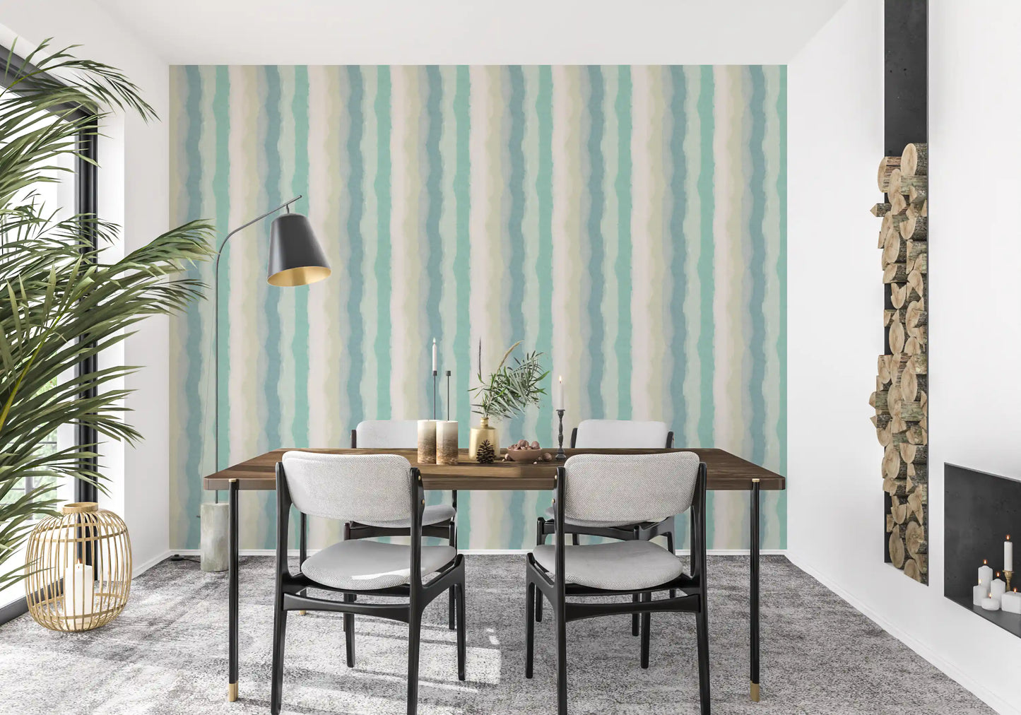 Relax Watery Painted Stripes Wallpaper⁠
