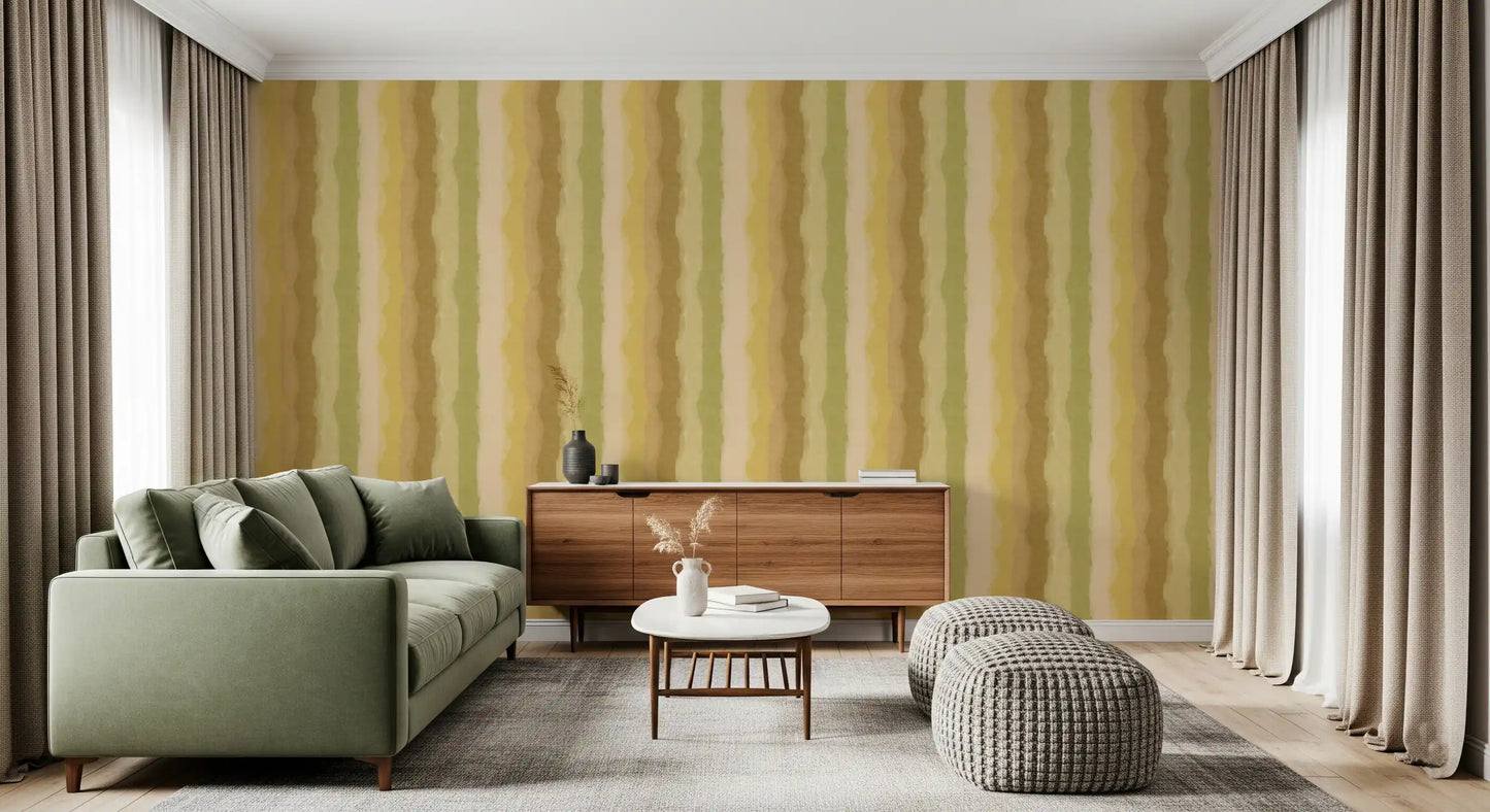 Relax Greenery Painted Stripes Wallpaper⁠