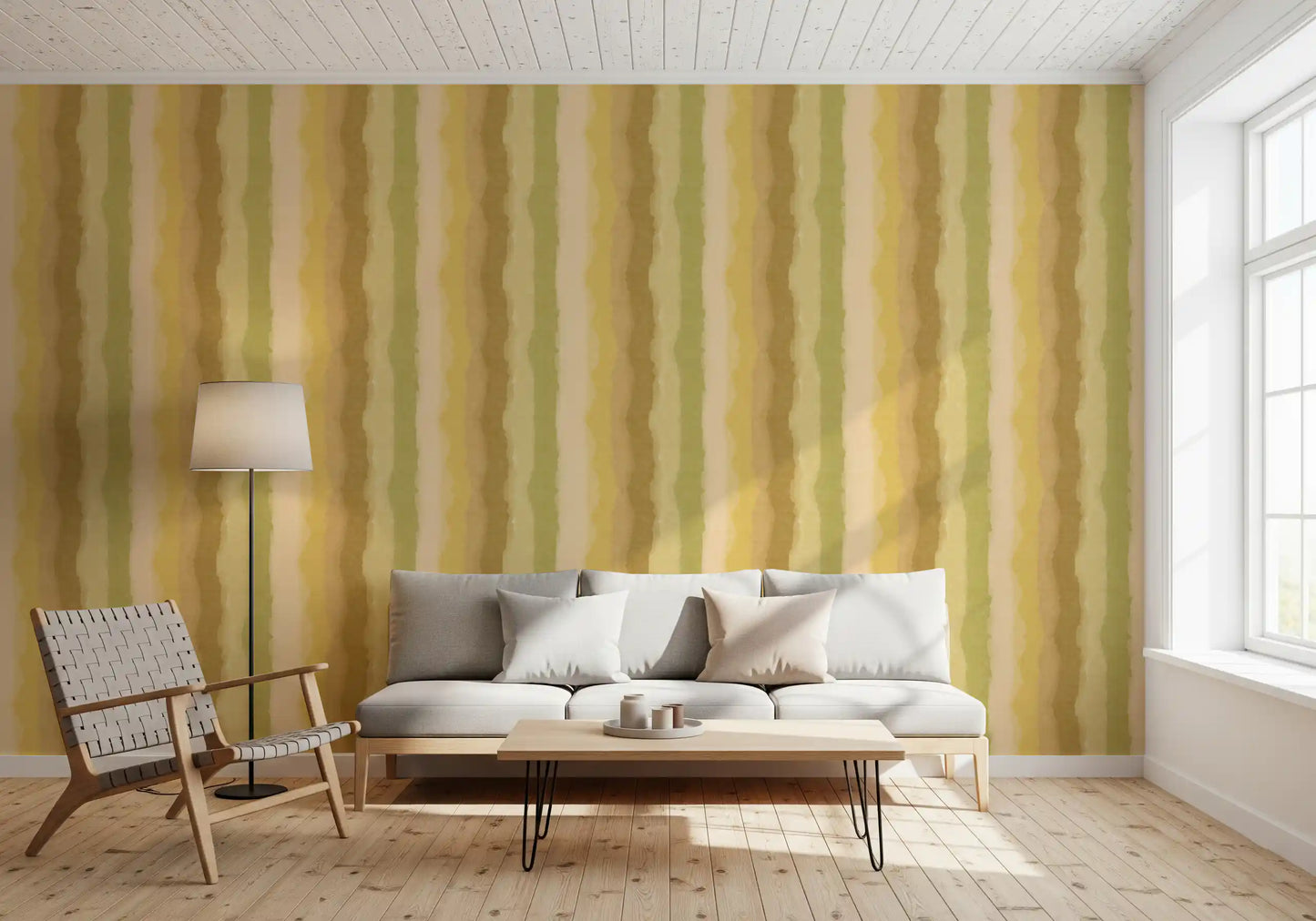 Relax Greenery Painted Stripes Wallpaper⁠