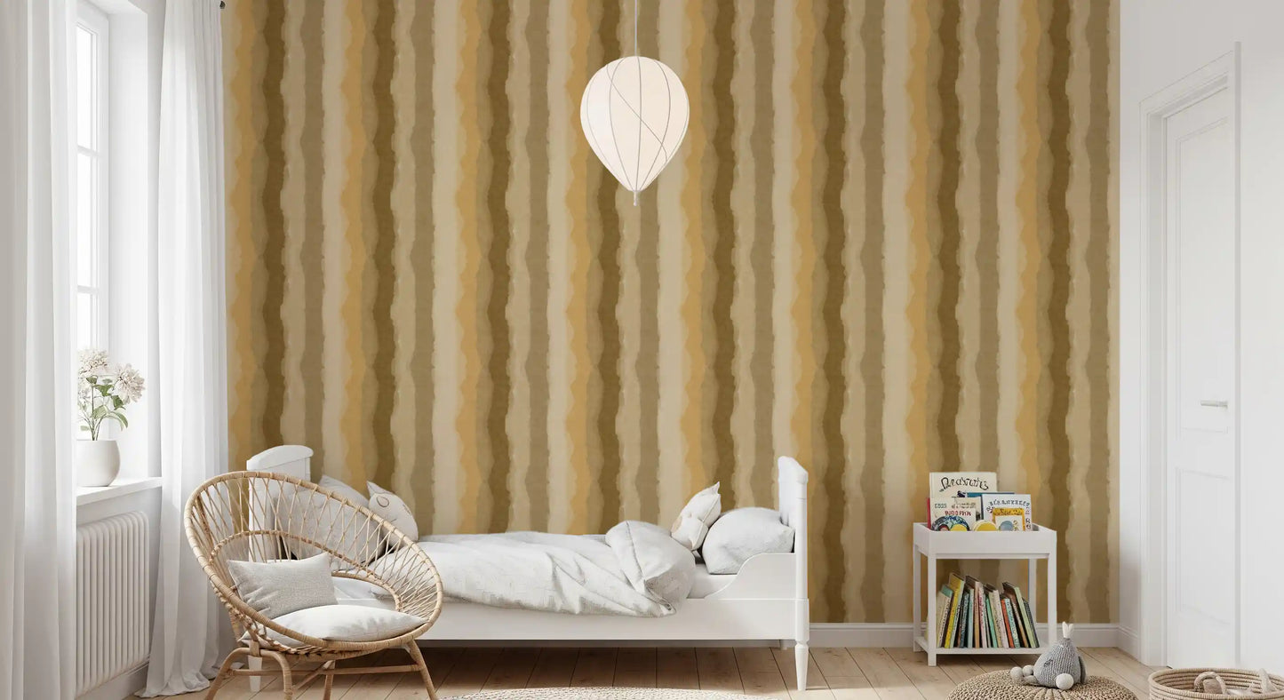 Soft golden wallpaper featuring relaxed painted line pattern
