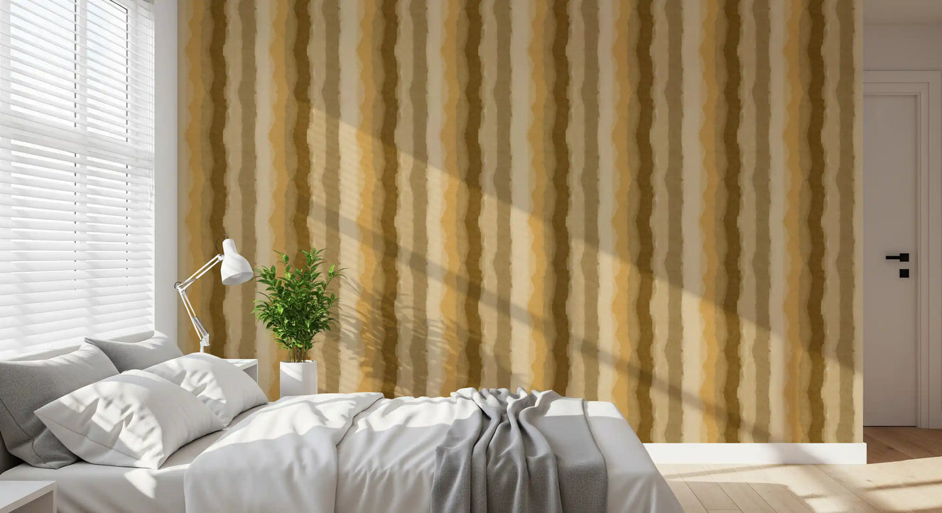 Relax Ocher Painted Stripes Wallpaper⁠