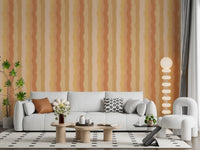 Bright stripe wallpaper with hand painted yellow textures
