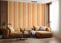 Warm stripe wallpaper with flowing painted brushstroke design

